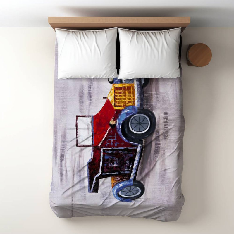 Housse de couette Vintage Toy Car - Literie rétro, Housse de couette pour lit simple