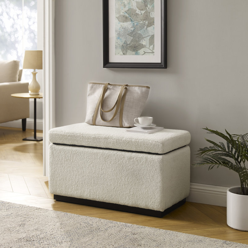 Repose-pieds standard avec rangement Atreju, Polyester à 100 % naturel, Noyer foncé