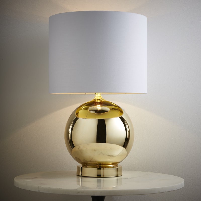 Alyn Table Lamp, Polish Brass/White