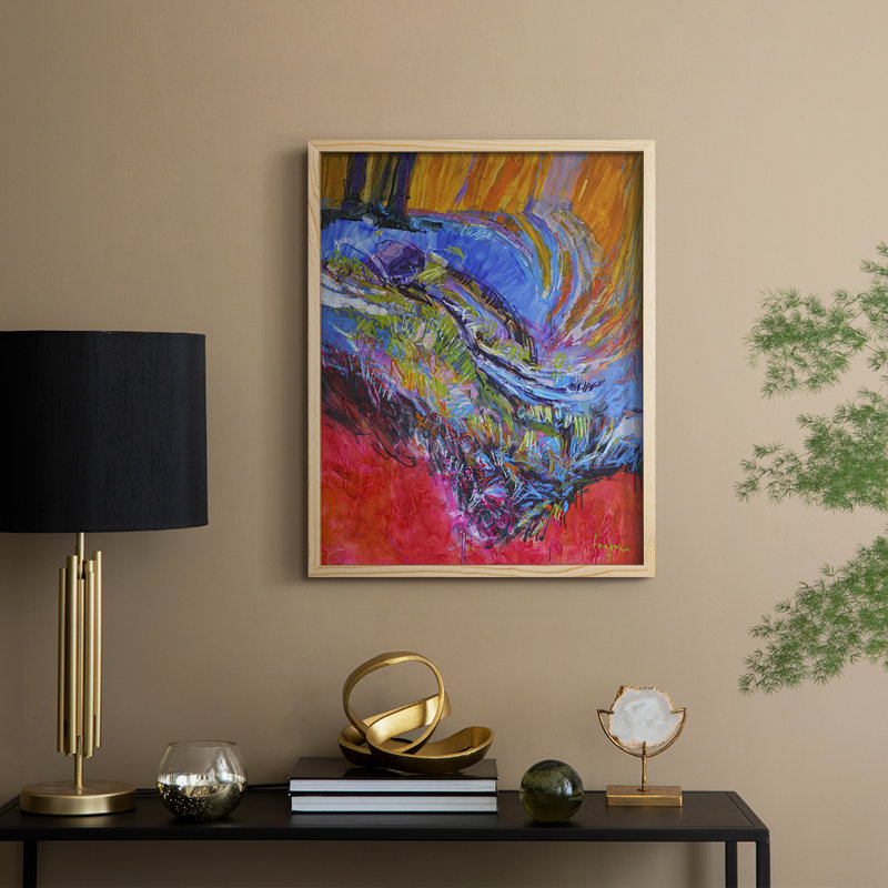 Vibrant Flow II Framed Print - Solid Wood, 21" H x 17" W