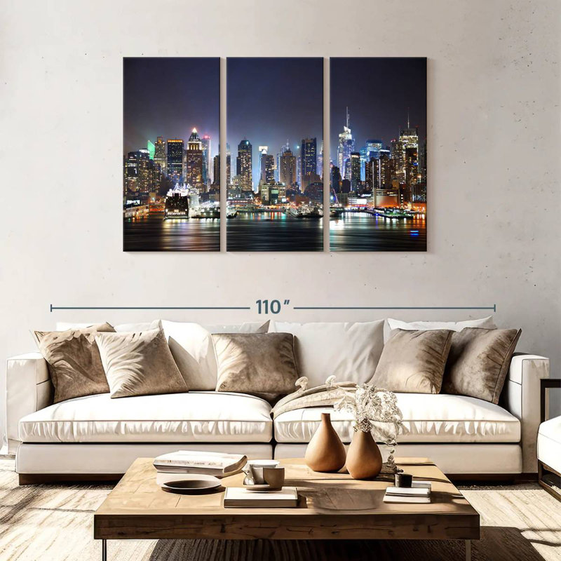 Sirci NYC Manhattan Nightscape, H 48 po x l 74 po