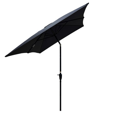 Parasol de patio 6 x 9 pi extérieur, nervures avec auvent et inclinaison pour piscine de jardin Parasol extérieur 9 x 6 pi, cadre rouillé