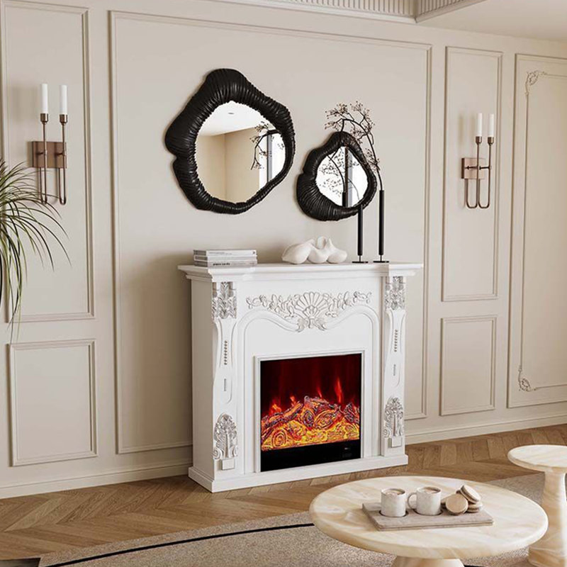 Foyer électrique blanc en bois massif