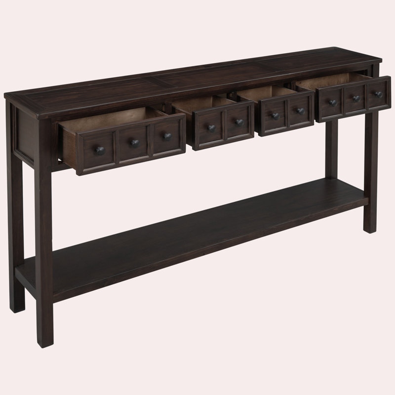 Ashay Rustic Console Table,Entry table,Hallway table with 60" Long with two Different Size Drawers and Bottom Shelf