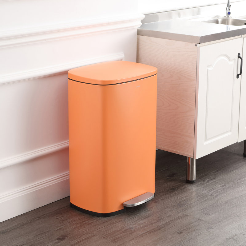 Steel Step On Kitchen Trash Can - 13.2 Gallons, Carrot Cake