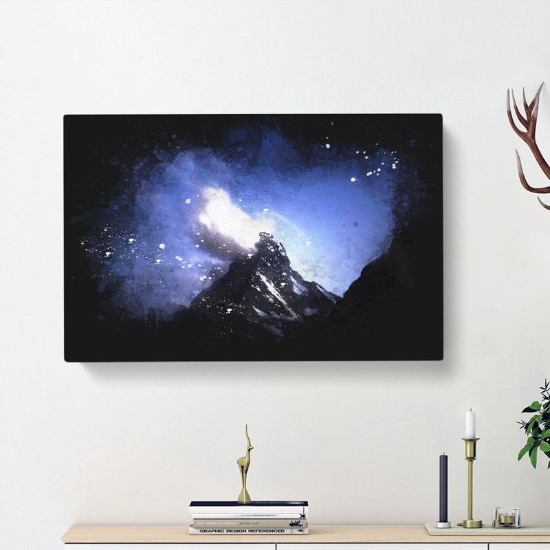 Matterhorn Mountain in Switzerland Paint Splash - Wrapped Canvas, 50cm H x 76cm W x 3cm D