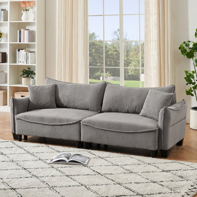 Velours côtelé gris avec revêtement - Capacité de soutien du lit de beauté durable de 500 lb, solide et fiable