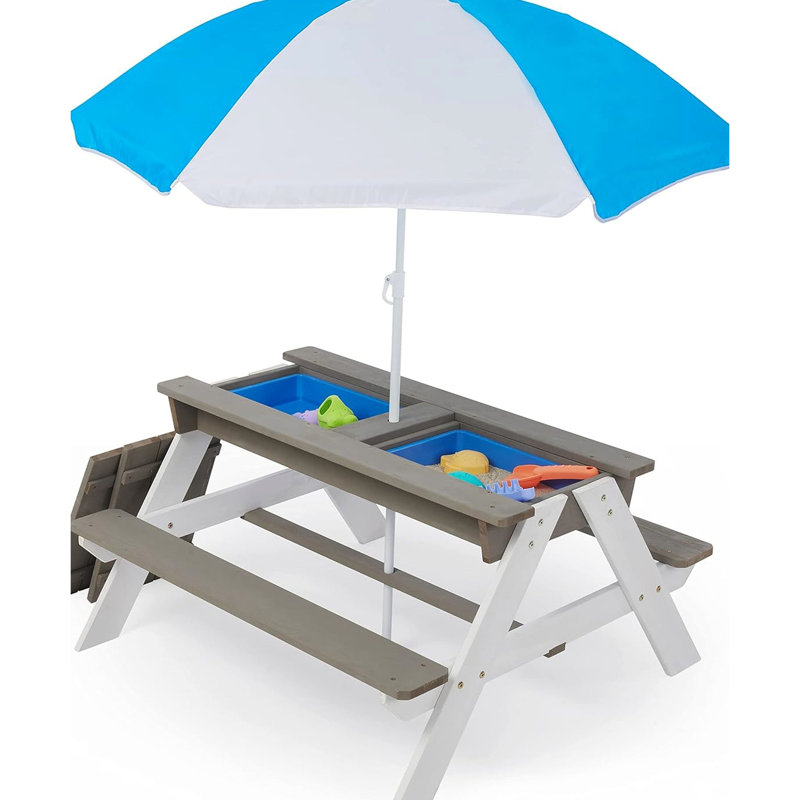 Table de jeu en bois avec parasol - 31 pique-nique au sable et à l'eau pour les activités de plein air