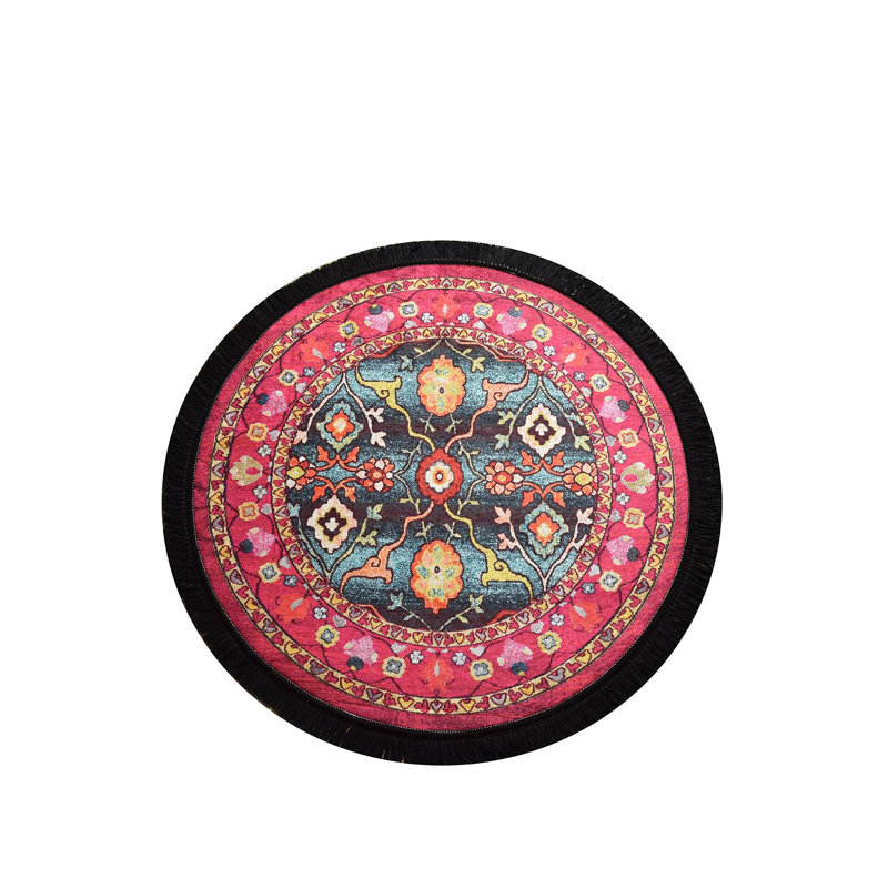 Stylish Round Carpet, 55.1 in Diameter, Soft 100% Polyester, 0.4 in Pile Height | Antibacterial, Non-Slip Underside, Machine Washable at 86°F | Ideal for Living Room, Bedroom, & Play Areas, Durable & Easy to Maintain