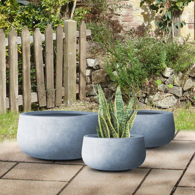 Ensemble de pots à fleurs en composite 3 pièces Lindlot