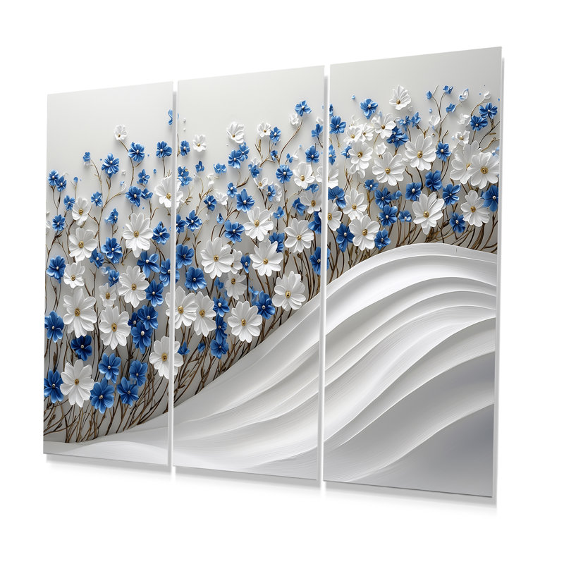 Ensemble de décorations murales fleurs de campagne II, Métal métal, H 28 po x l 36 po x P 1 po