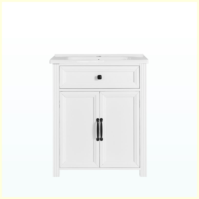 Meuble de salle de bain autoportant blanc de 70,6 cm (27,8 po), meuble de rangement compact pour l'organisation de la salle de bain