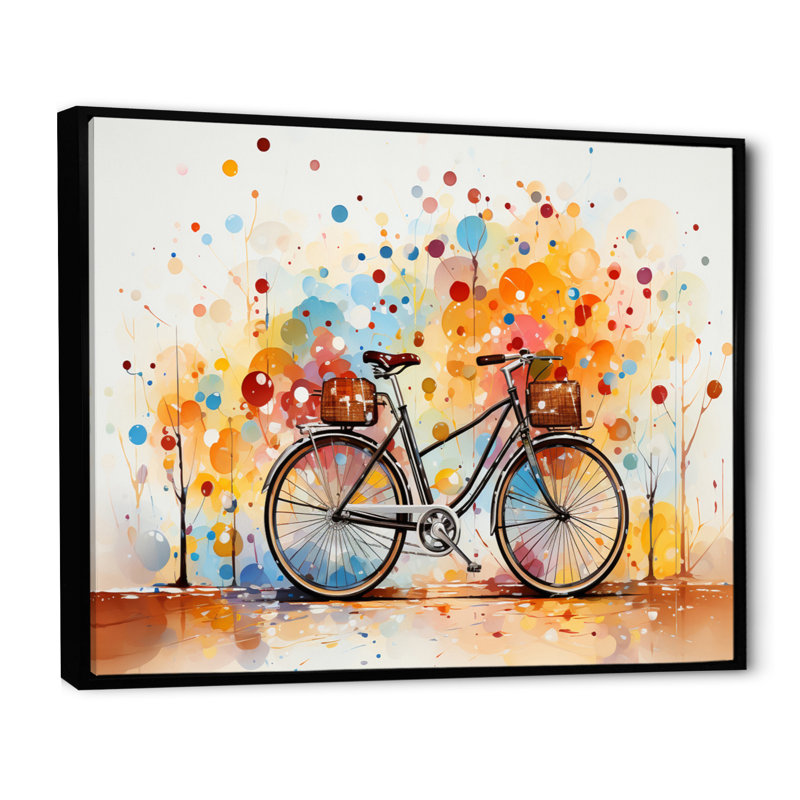 «Vélo abstrait Fusion Pointillism II - transport sur toile, art mural, H 12 po x l 20 po x P 1 po, Cadre photo noir
