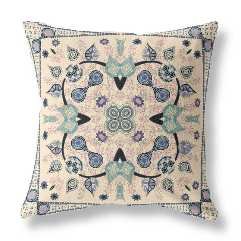 Coussin 18 po x 18 po, Beige/bleu