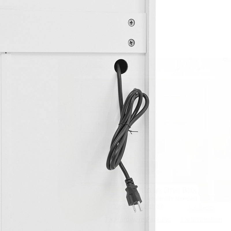 Garde-manger élégant de style shaker Eltera de 78 pouces avec portes en verre et surface rabattable, Blanc