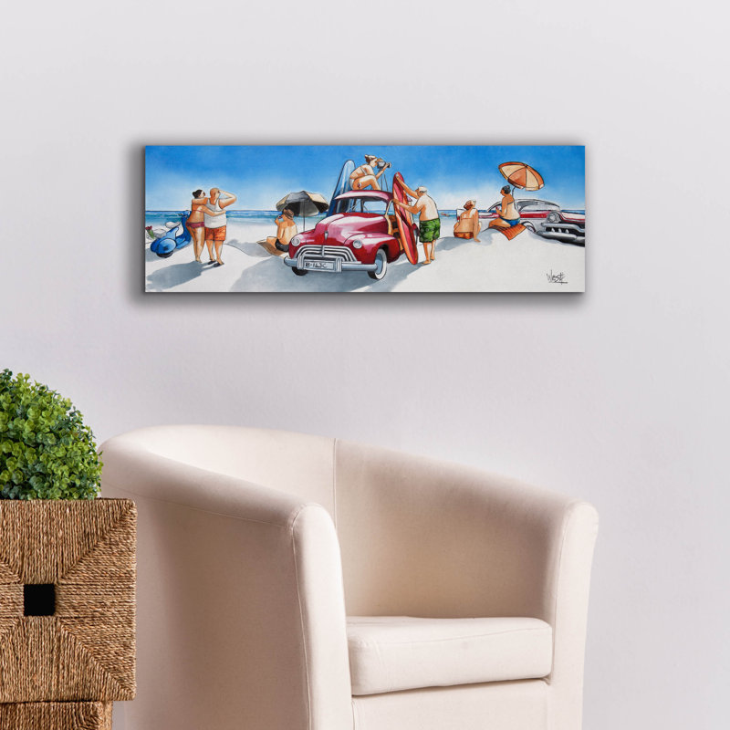 «Gone Surfing» par Ronald West, art mural sur toile, H 12 po x l 36 po