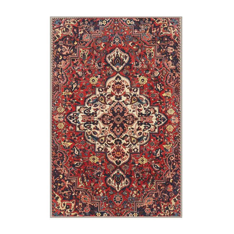 Tapis traditionnel rouge / noir, Rectangle 2 pi x 5 pi