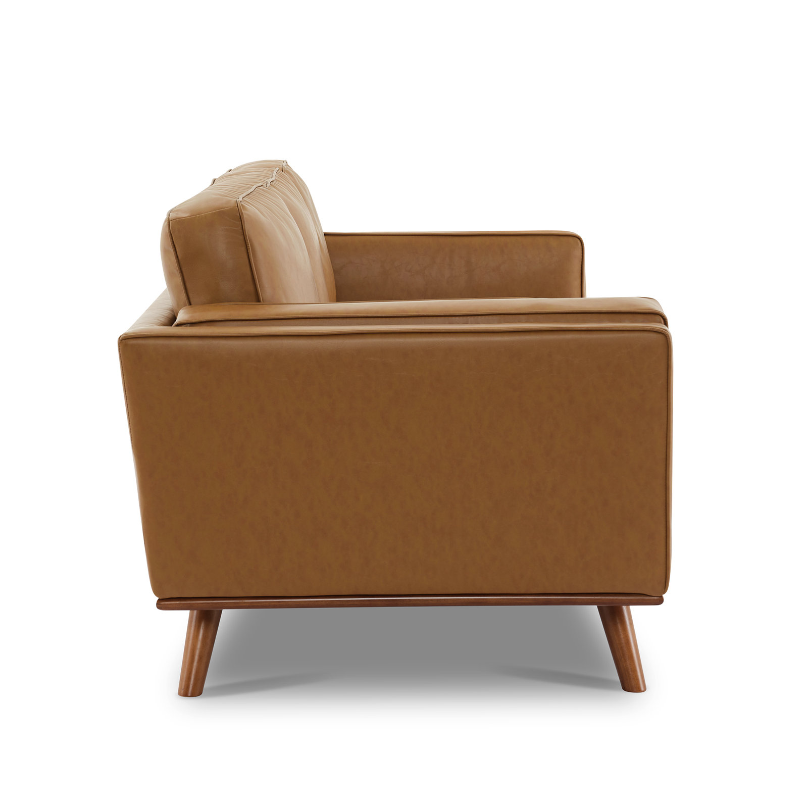 Reeves 84'' Vegan Leather Sofa, Mid Brown Performance Faux Leather