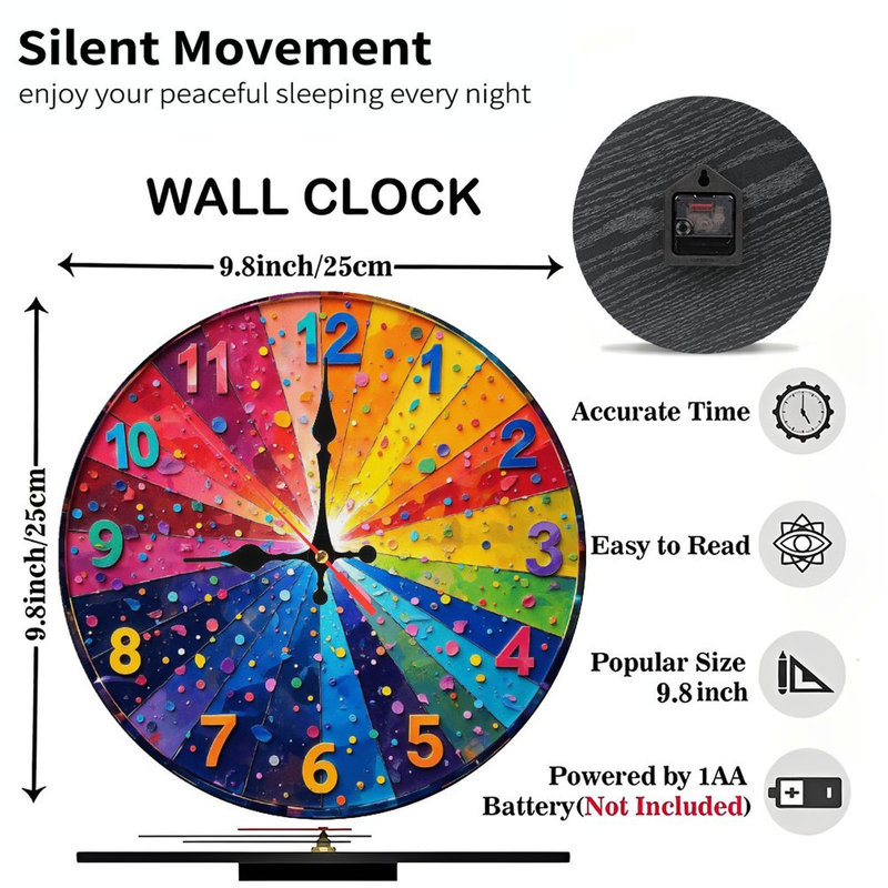 Horloge murale arc-en-ciel en résine