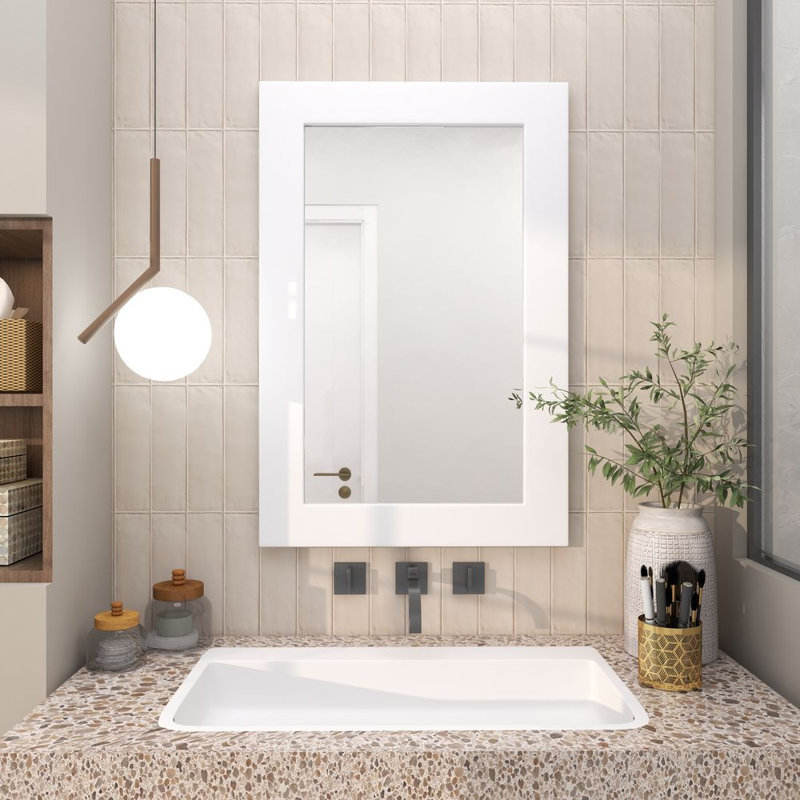 Miroir mural, 64,88 po x 32,5 po, Blanc