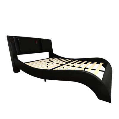 Base de lit rembourrée en similicuir avec lumières d'ambiance et housse de plateforme très grand, massage régulier de 30 minutes