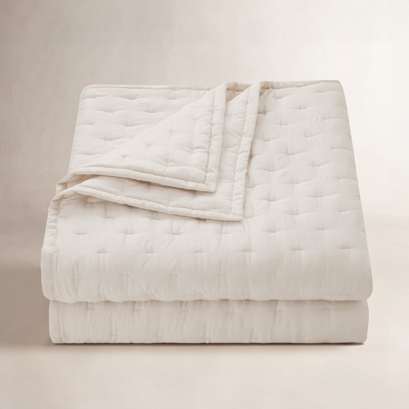 Ensemble de courtepointe 100% coton soyeux et moderne 100% Riggi, Ivoire ivoire