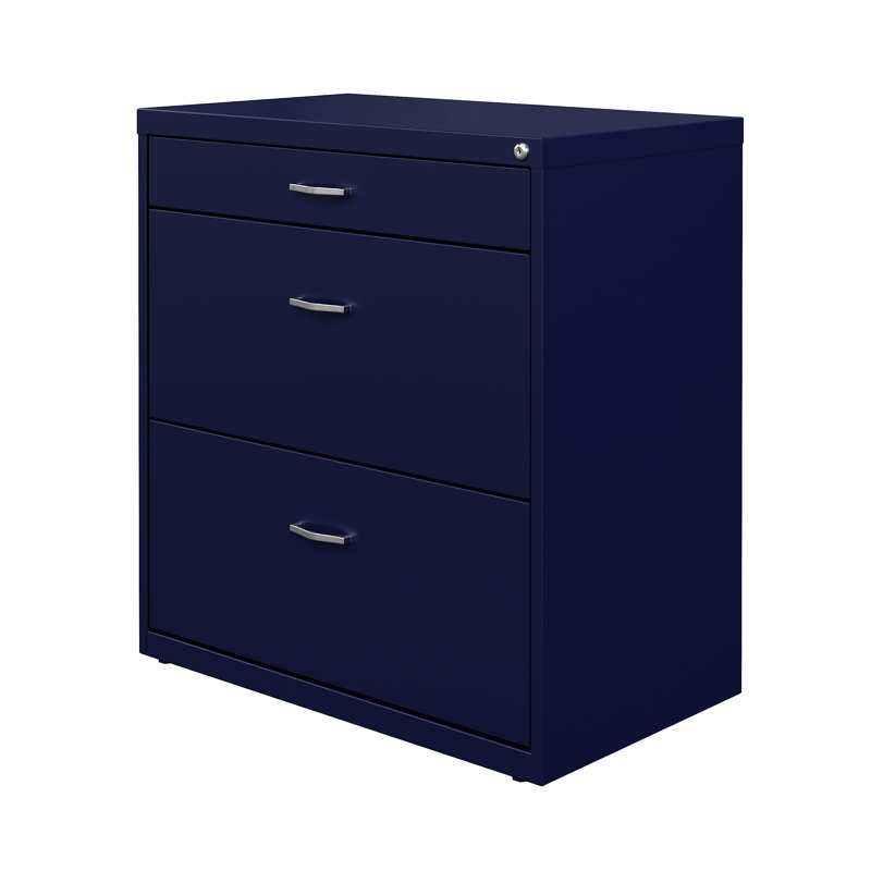 Classeur latéral 3 tiroirs Clete, Bleu