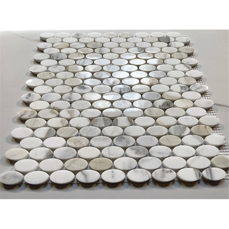 Calacatta 12" x 12" Marble Mosaic Tile, White/Gray