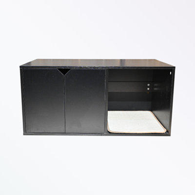 Cat Litter Box Enclosure with Scratch Padand and double doors