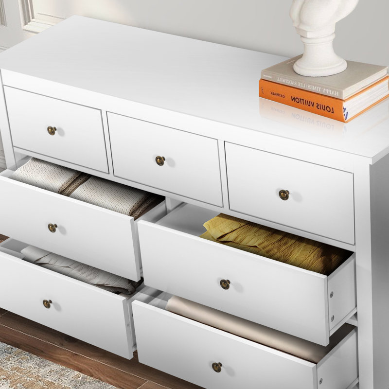 Commode 7 tiroirs Modern White, Blanc