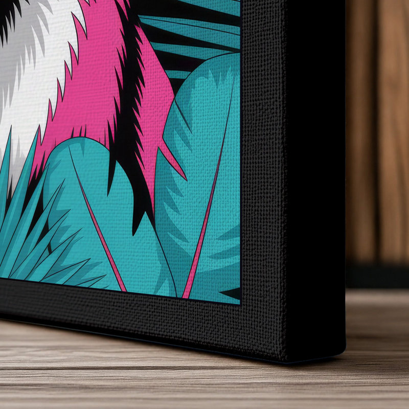 Magenta Fox Head Modern 1 Piece Wrapped Canvas Wall Art, 18x12 - 45.7 x 30.5 cm, Black Border