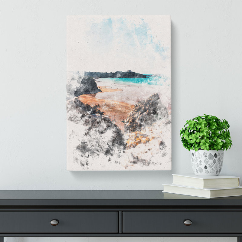 Tolcarne Beach In Newquay - Wrapped Canvas Painting, 91cm H x 60cm W x 3cm D