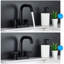 Robinet de lavabo noir mat à 2 poignées, 4 pouces, 3 trous avec bonde escamotable et alimentation en eau, bec rotatif à 360 ° pour les salles de bain américaines-121597111
