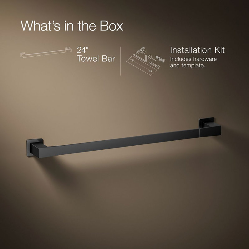 Honesty Towel Bar, 24"W, Matte Black
