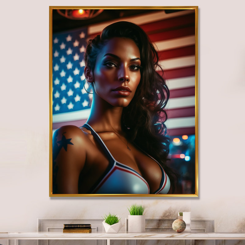 Kiyann American Beauty II sur toile, H 40 po x l 30 po x P 1,5 po, Cadre flottant doré