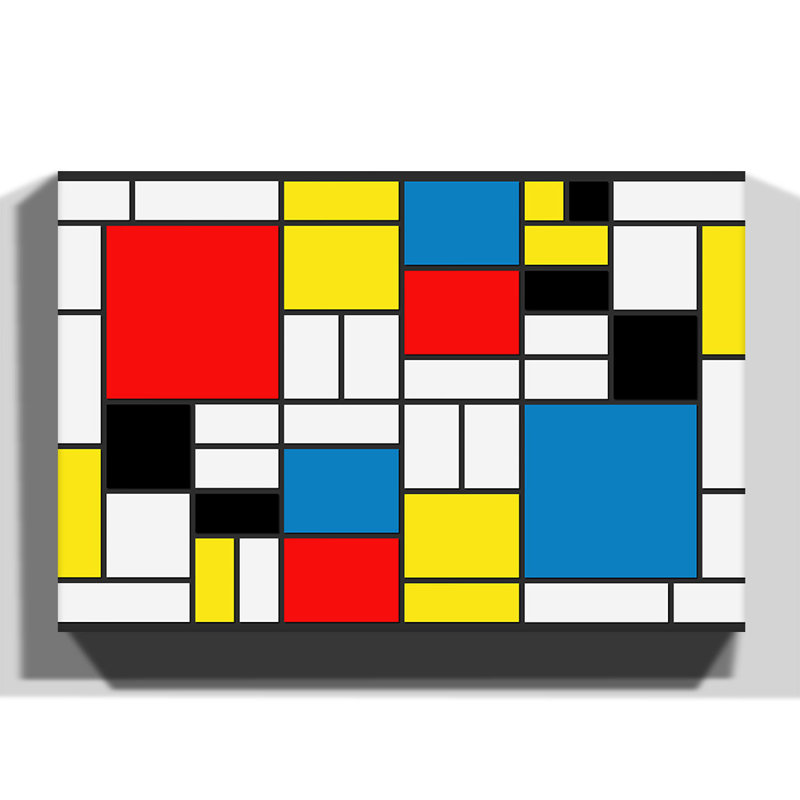 Piet Mondrian - Wrapped Canvas Painting, 40cm H x 60cm W x 3cm D, Red/Yellow/White