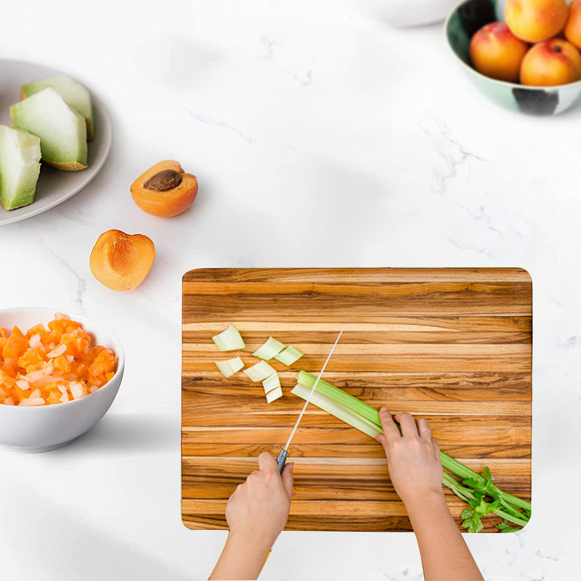 Wood Cutting Board - Wooden Kitchen Chopping Boards for Meat, Cheese,  Bread, Vegetables &Fruits,Knife Friendly Kitchen Butcher Block 