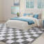Tapis blanc et gris clair à carreaux antidérapant idéal pour les chambres d'enfants, les zones d'étude et les salons-2030541859-2030541860
