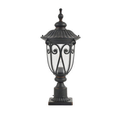 Lampadaire rétro rétro noir avec éclairage extérieur
