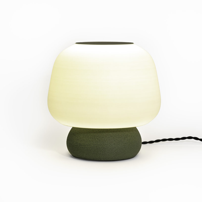 Mushroom 10" White and Light Pink 3D Printed LED Table Lamp