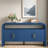 4-door Elegant Console Table With Natural Embossed Texture, Curved Edge And Metal Handles-1867305831