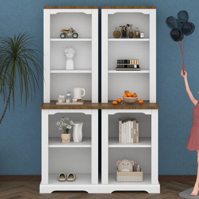 Bibliothèque haute 2 pièces avec rangement ouvert, armoire haute autoportante avec tablettes ouvertes pour le salon, l'entrée de la chambre à coucher