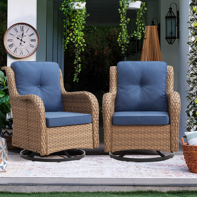 Swivel and sliding wicker patio chairs, Gris, Gris