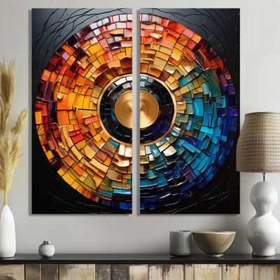 Colorful Vinyl Record Vinyl Mosaic II - Multi-Color Canvas Prints 2-Panels