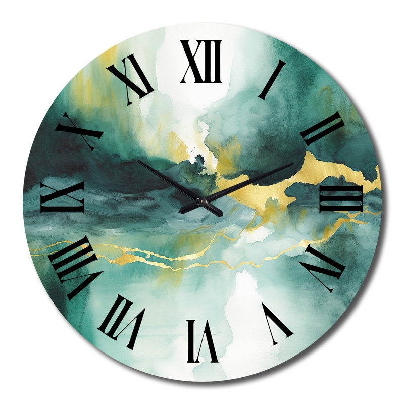 Horloge murale bleue avec impression aquarelle bleue VI, Grand