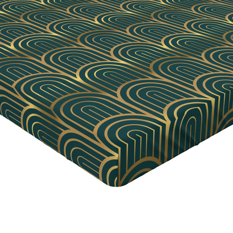 Drap-housse Ambesonne, Drap-housse simple TG, Jaune terre pâle / motif géométrique bleu sarce