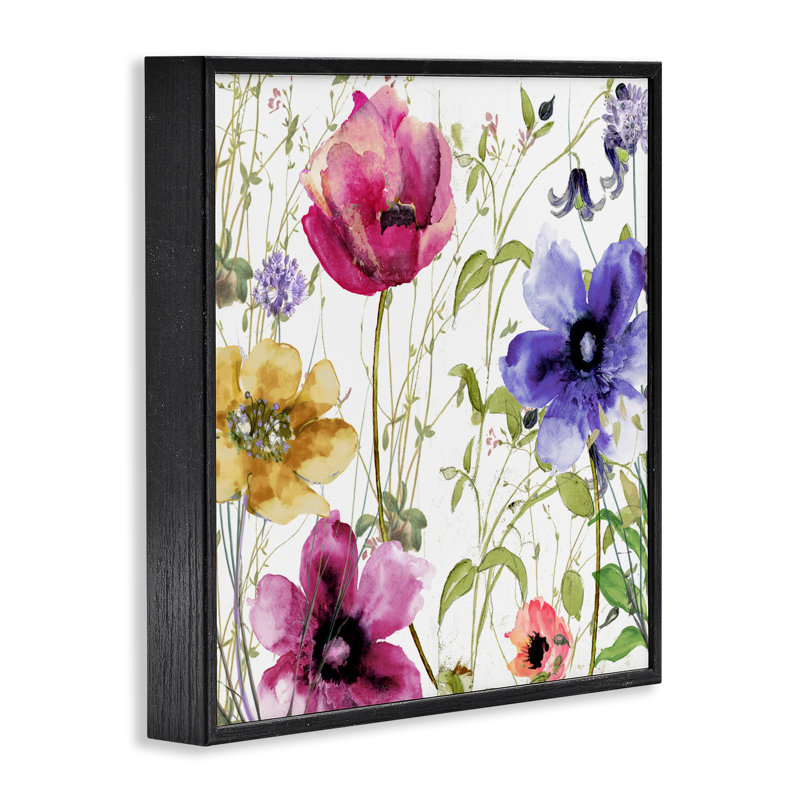 Giclée encadrée Botanical Spring Garden, conception de Sasha, Giclée encadrée noir minuit, H 12 po x l 12 po