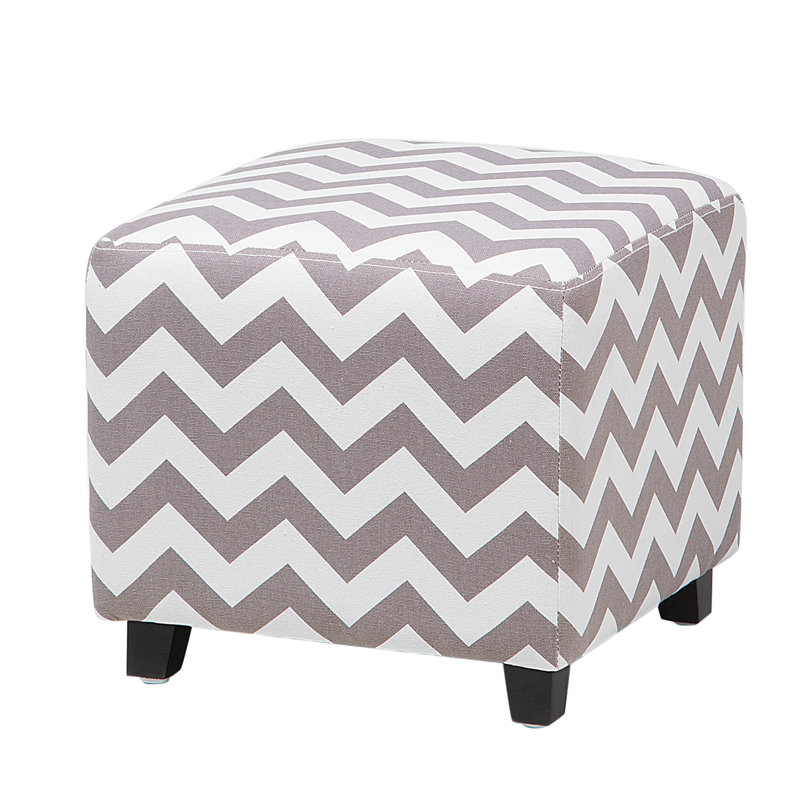 Stringer 37cm Wide Square Chevron Standard Ottoman, Grey