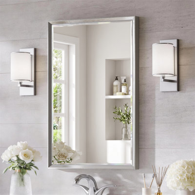 Beveled Bathroom Vanity Mirror with Tempered Glass and Aluminum Frame