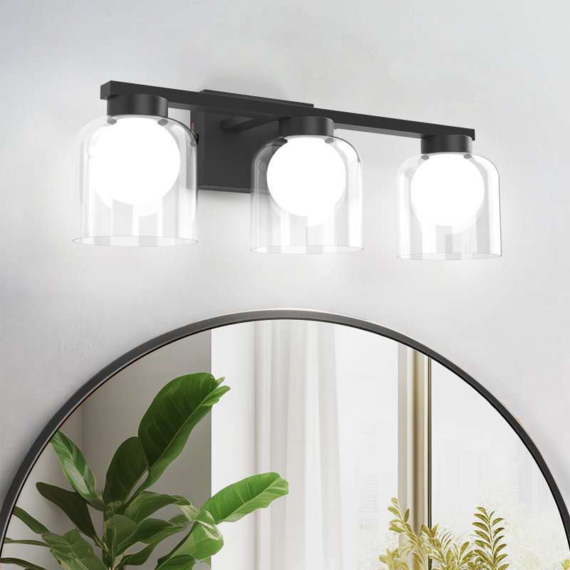 20" 3-Light Iron 3CCT 3000K/4000K/5000K Adjustable LED Vanity Light , Matte Black, 3